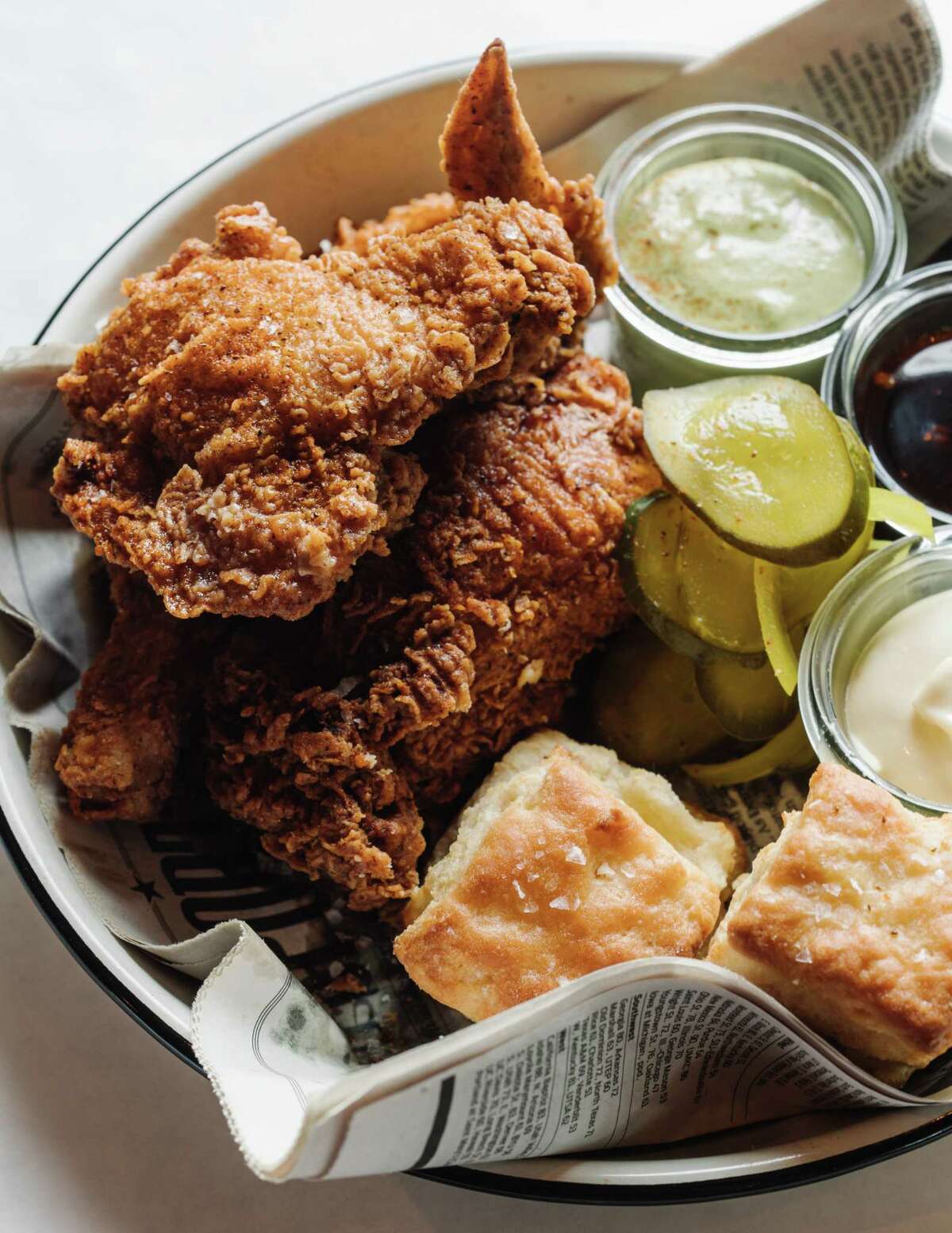 Restaurateur Ford Fry is reopening both La Lucha and Superica in the Heights for pick-up orders on April 13 after temporarily closing both restaurants for 14 days. Shown: La Lucha fried chicken.