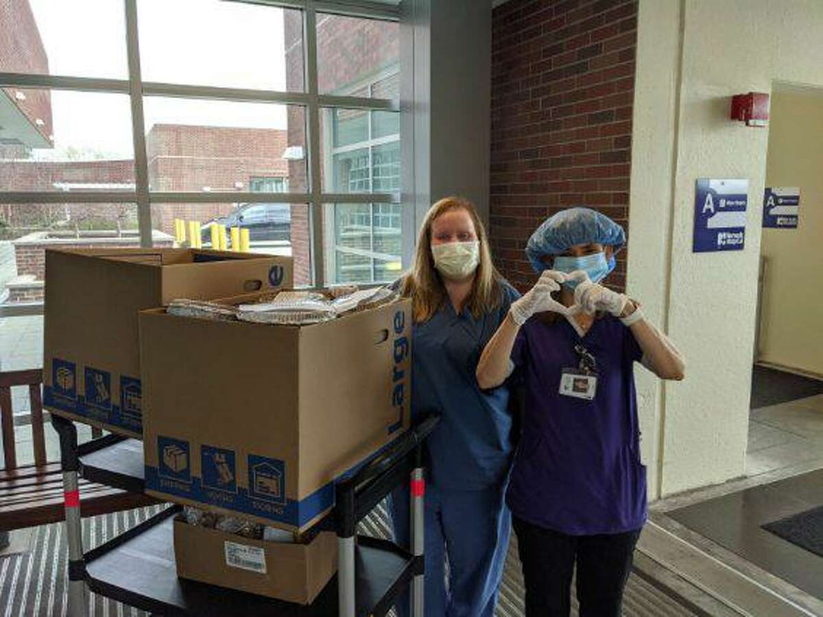 Norwalk Hospital staff thank students and families of Our Lady of Fatima Catholic Academy after the Wilton school had 100 dinners delivered on Easter Sunday.