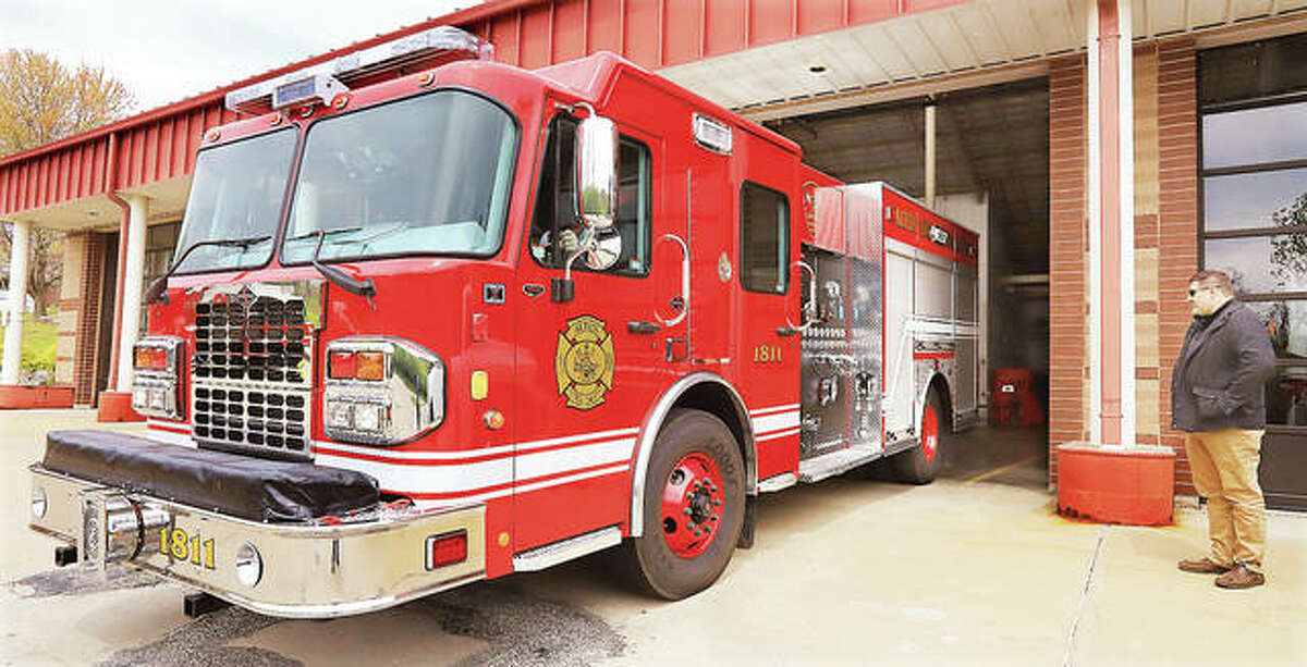 After 10 years and several used fire trucks, the Alton Fire Department on Monday took possession of its first brand new fire truck in a decade at the Don Twichell Memorial Fire Station in Alton. The truck, custom built for Alton, is a 2019 Spartan cab and chasis built by Precision Fire Apparatus in Camdenton, Missouri. A second new truck, the same as this one, is scheduled to arrive in Alton in about a month. Alton hasn’t purchased a new fire truck since 2010.