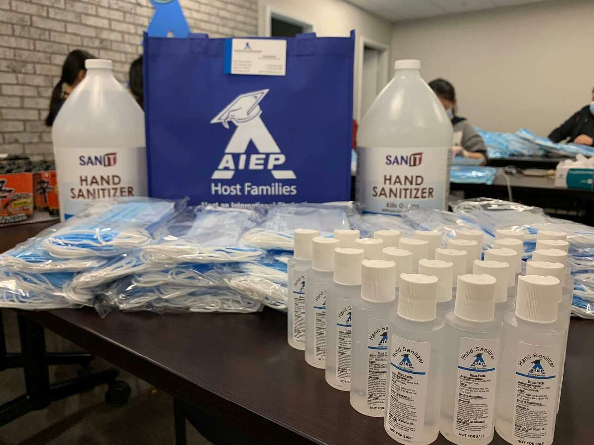 In support of first responders, AIEP in Derby recently donated more than10,000 disposable masks and more than 100 gallons of sanitizers to 40 police/ fire departments and hospitals in 20 Connecticut communities, where their host families and international students reside. Recipients included the fire and police departments in West Hartford.