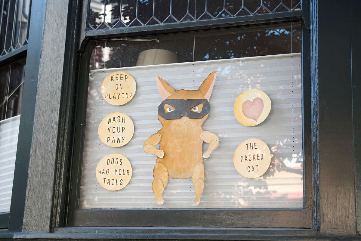 Rainbows, teddy bears and other creative, hopeful messages appeared in many San Francisco residents' windows during their fourth week of sheltering in place due to the coronavirus pandemic, April 2020.