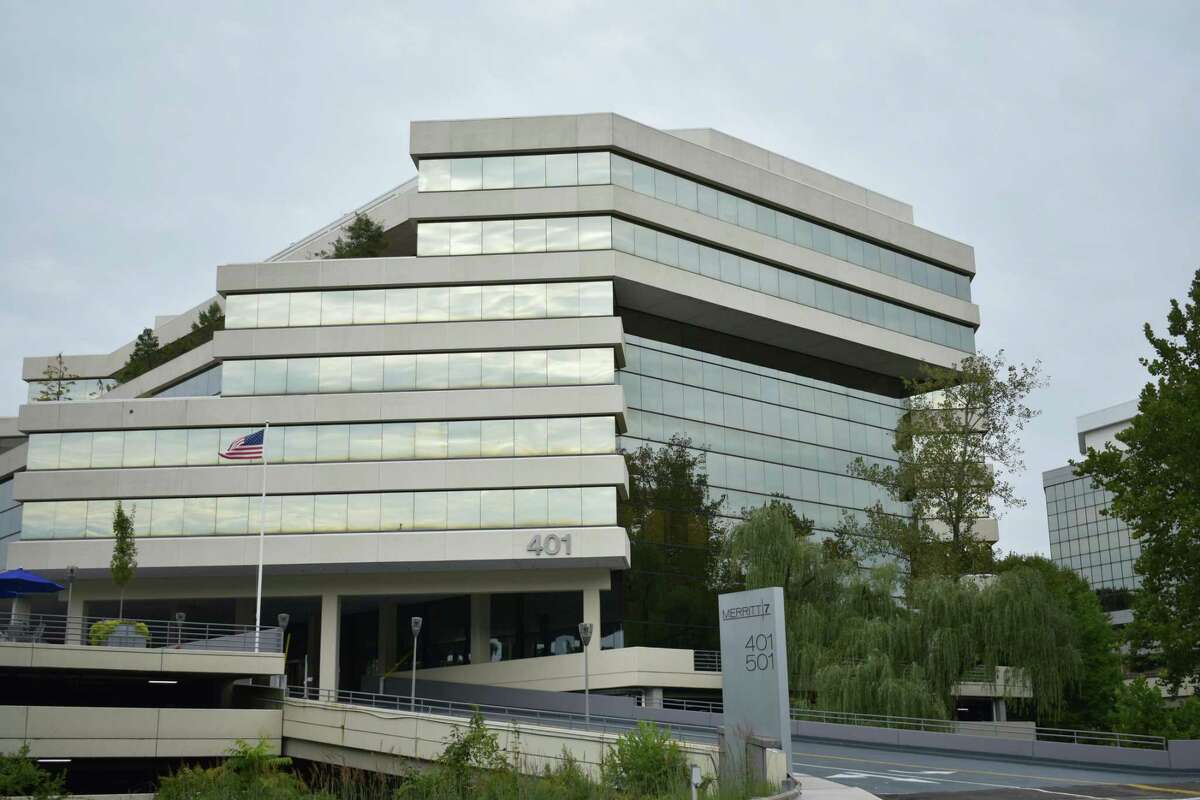 The headquarters building of Frontier Communications at 401 Merritt 7 in Norwalk, Conn., in September 2019.