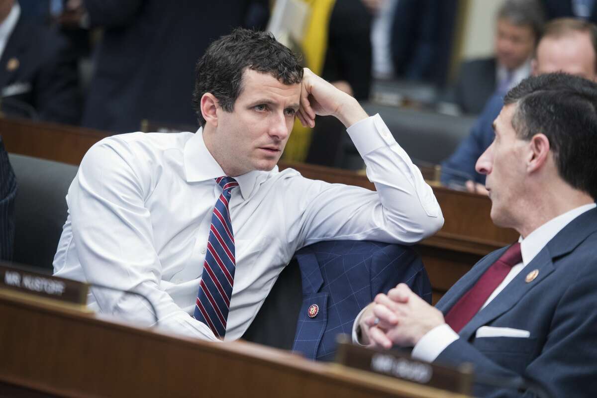 Reps. Trey Hollingsworth, R-Ind., left, and David Kustoff, R-Tenn., attend a House Financial Services Committee organizational meeting in Rayburn Building on Wednesday, January 30, 2019.