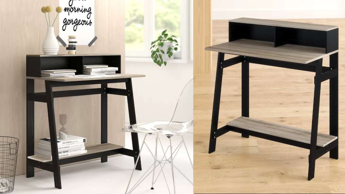 Annie Secretary Desk with Hutch, Starting at $57.99Another simple desk that isn't all that expensive, the Annie Secretary Desk with Hutch is pretty cute as far as tiny desks go. You can use the bottom shelf as storage or a place to rest your feet while you're busy working. You can get this in four different finishes (espresso, black/french oak gray, dark walnut, and Columbia walnut), ranging in prices between $57.99 and $75.99.