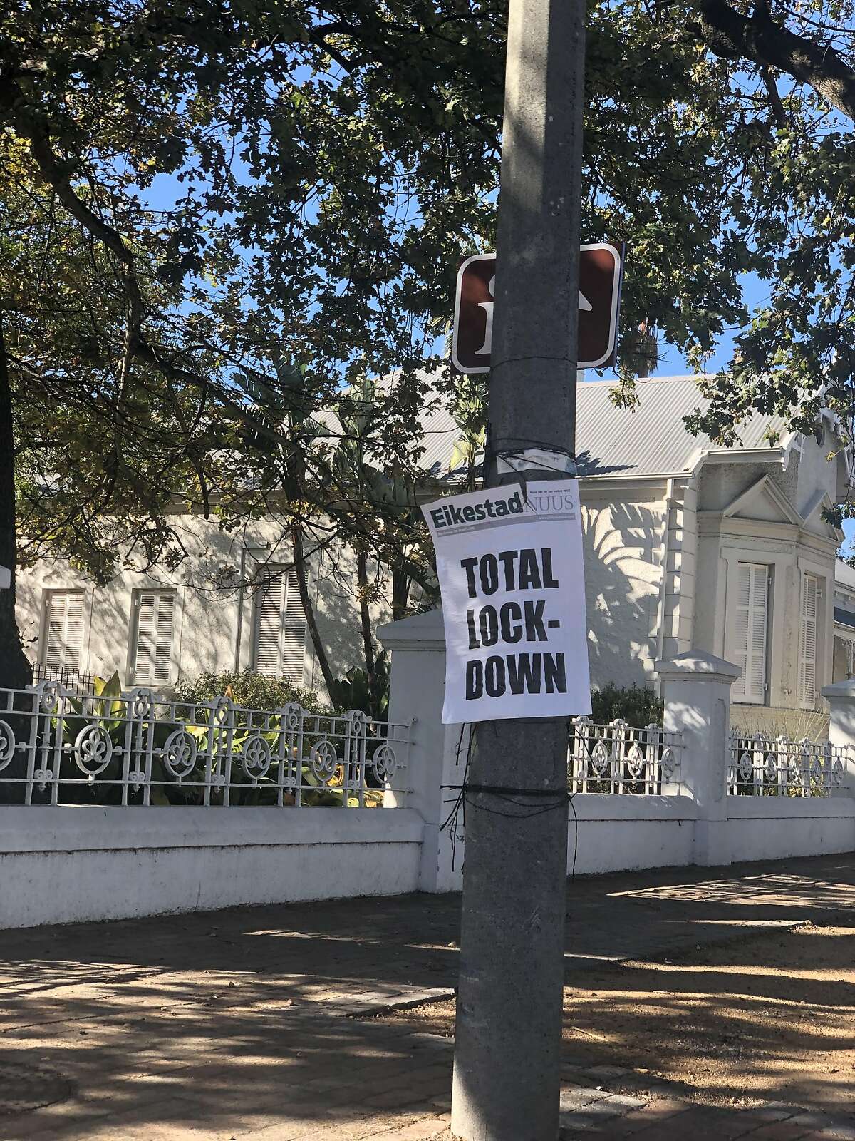 A shelter-in-place notice in South Africa.