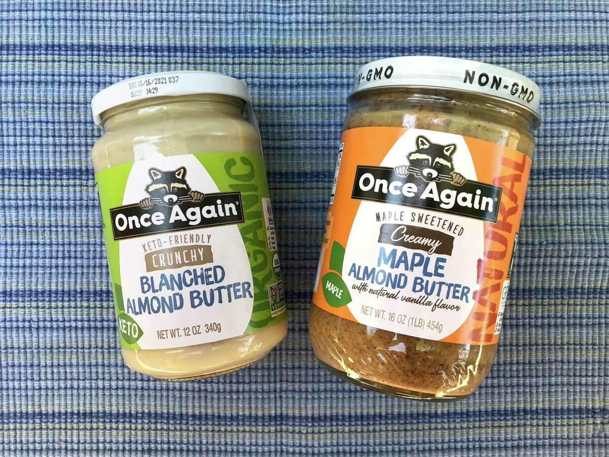 Once Again has released two new almond butters: a keto-friendly version made with blanched almonds, left, and one sweetened with maple sugar and vanilla.
