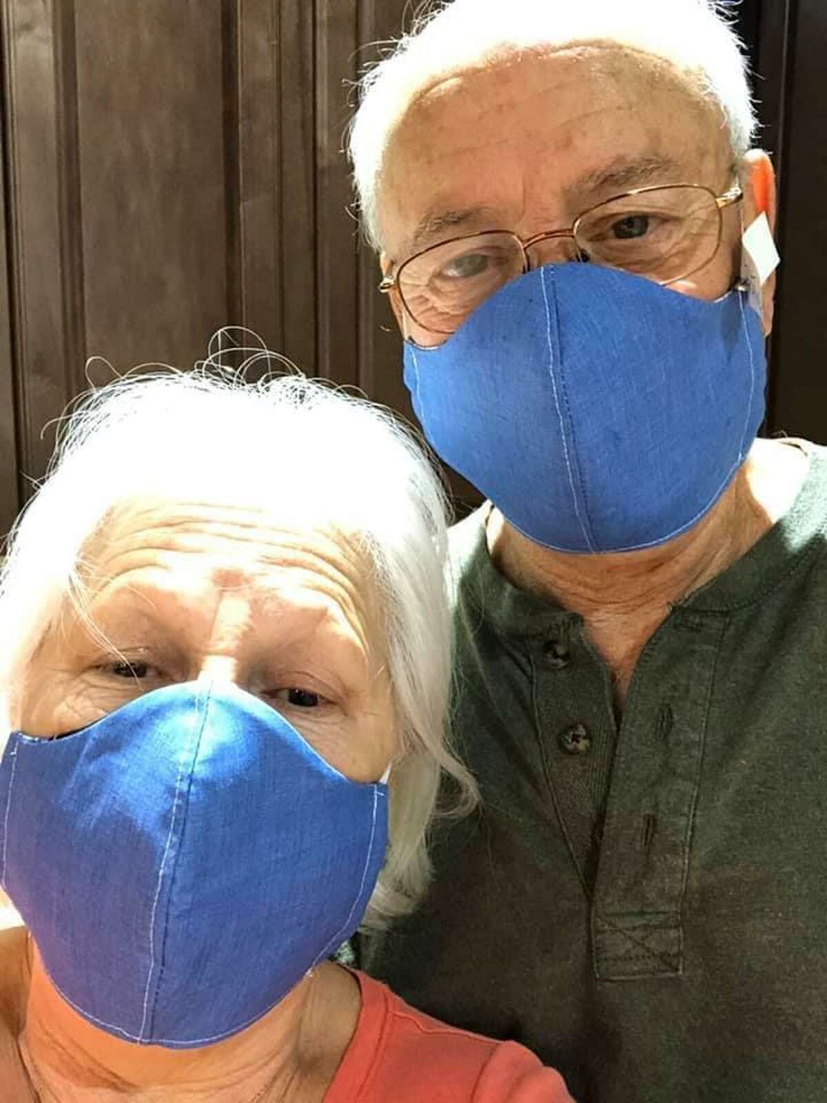 Graystone Hills resident Gena Reyna is a sewing enthusiast and she has made masks for the seniors and other vulnerable members of her neighborhood in Conroe's Graystone Hills community. Pictured her are two of the masks she made and gave to seniors in her neighborhood.