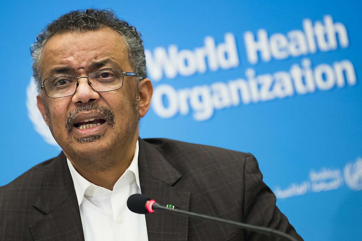 Tedros Adhanom Ghebreyesus, Director General of the World Health Organization (WHO), talks to the media at the World Health Organization headquarters in Geneva, Switzerland, Thursday, Jan. 30, 2020. The World Health Organization declared the outbreak of a new deadly virus which originated from China a "global health emergency." China, where the coronavirus emerged, has reported 170 deaths and at least 7,800 infections from the infection. (Jean-Christophe Bott/Keystone via AP)