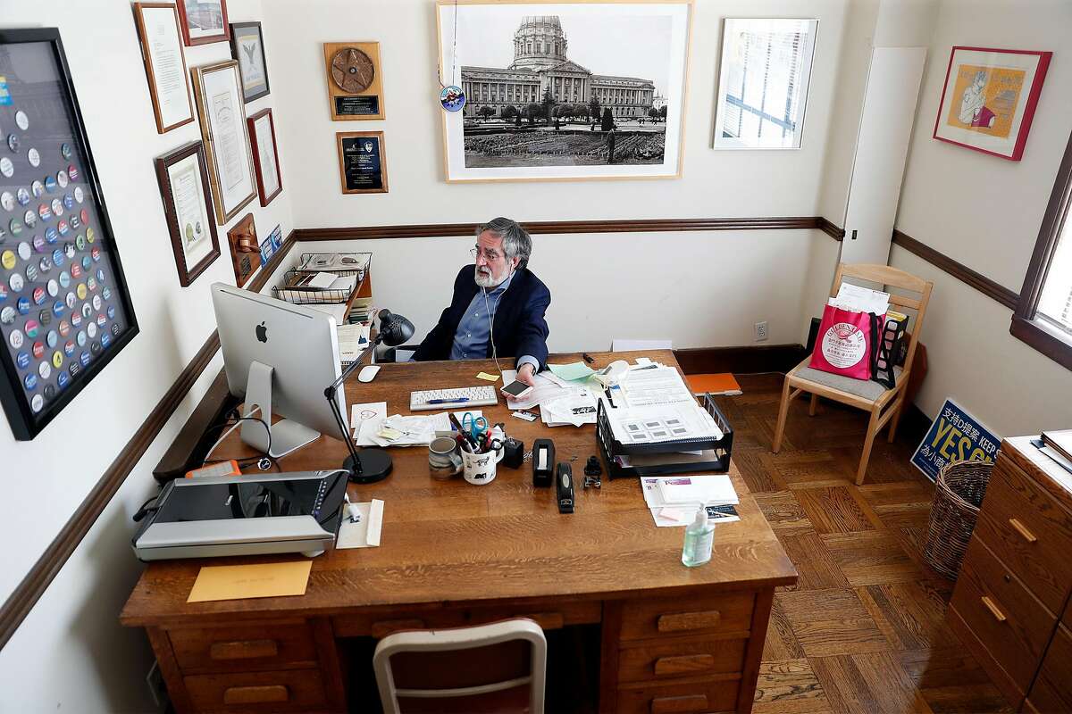San Francisco Supervisor Aaron Peskin at his office on Columbus Avenue in San Francisco, Calif., on Wednesday, April 15, 2020.