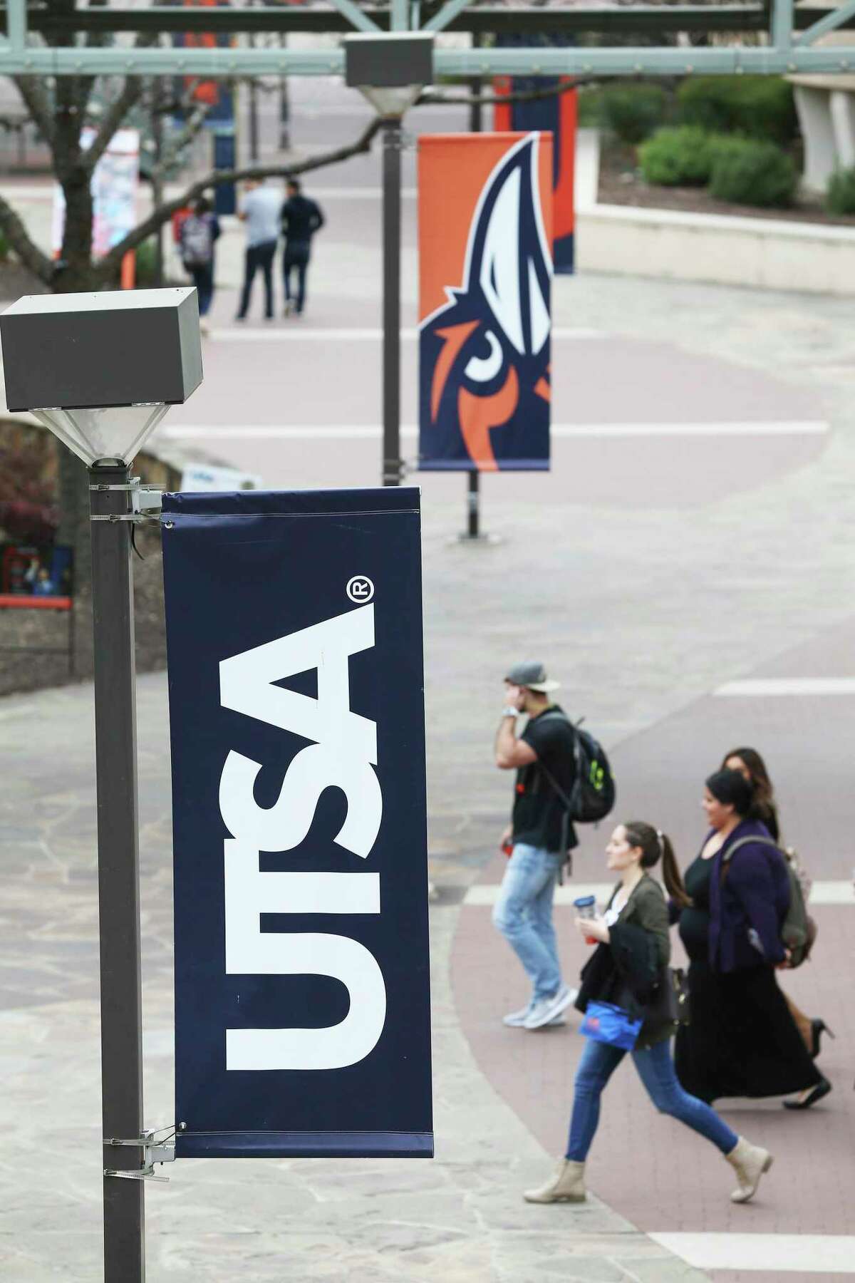 Student activity is quiet in the late afternoon at the UTSA main campus in San Antonio in 2017. The university will get almost $30 million in federal pandemic relief funds, half of which must go to students.