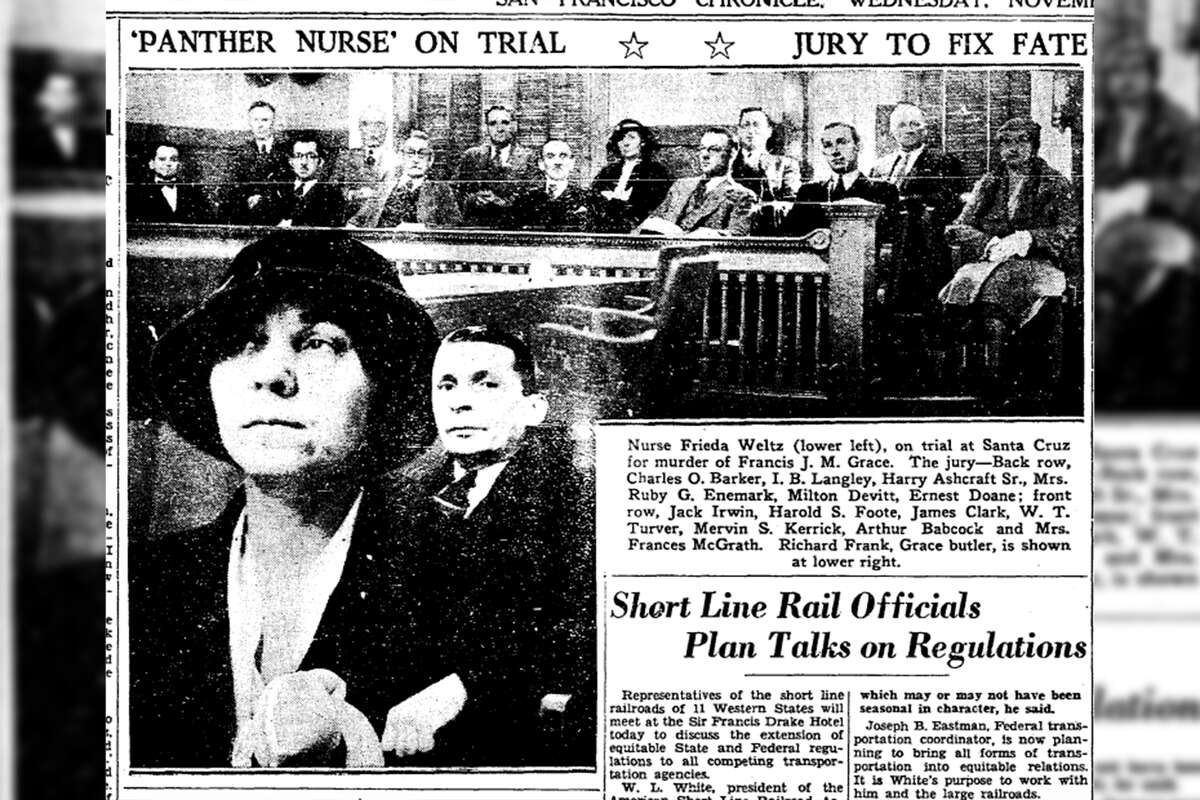 This photo spread in the San Francisco Chronicle accompanied coverage after the first day of the "Panther Nurse" murder trial.