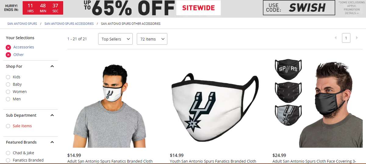 The Fanatics-branded product is listed under "accessories" in the Spurs store and range from $14.99 to $24.99. The shop is currently taking pre-sales. Spurs fans in San Antonio will need them -- or some sort of face covering -- starting Monday, following an addendum to the city's emergency order which requires residents 10 and older to wear a cloth mask, scarf, bandanna or other similar item over the nose and mouth in public places where it is difficult to stay six feet away from others during the coronavirus pandemic. 
