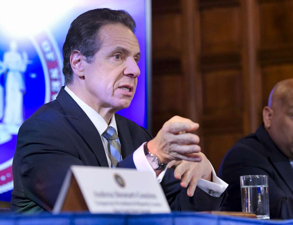 New York State Governor Andrew Cuomo speaks about the coronavirus during a press conference at the Capitol on Tuesday, March 3, 2020, in Albany, N.Y. (Paul Buckowski/Times Union)