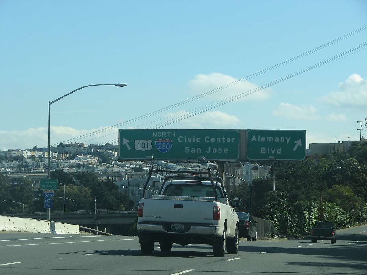 Interstate 280 in San Francisco, near the northbound lane that connects from Alemany Boulevard
