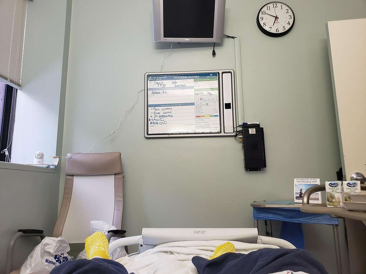 Stacy Allegro took a photo of her hospital room at the Kaiser in San Rafael.