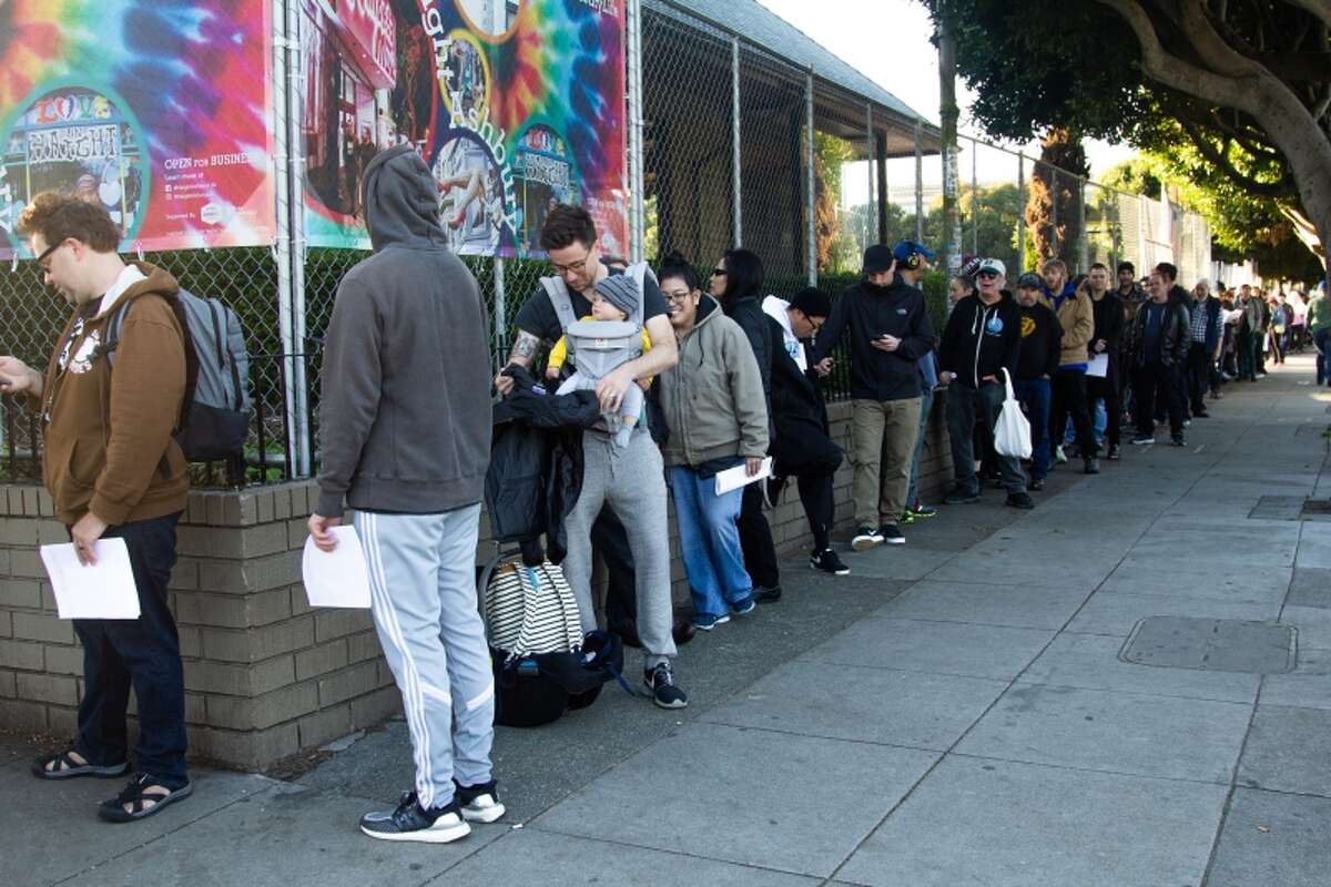 Vinyl collectors pack into Amoeba Music's San Francisco location on Record Store Day in 2019. The annual event was postponed in 2020 as a result of COVID-19.