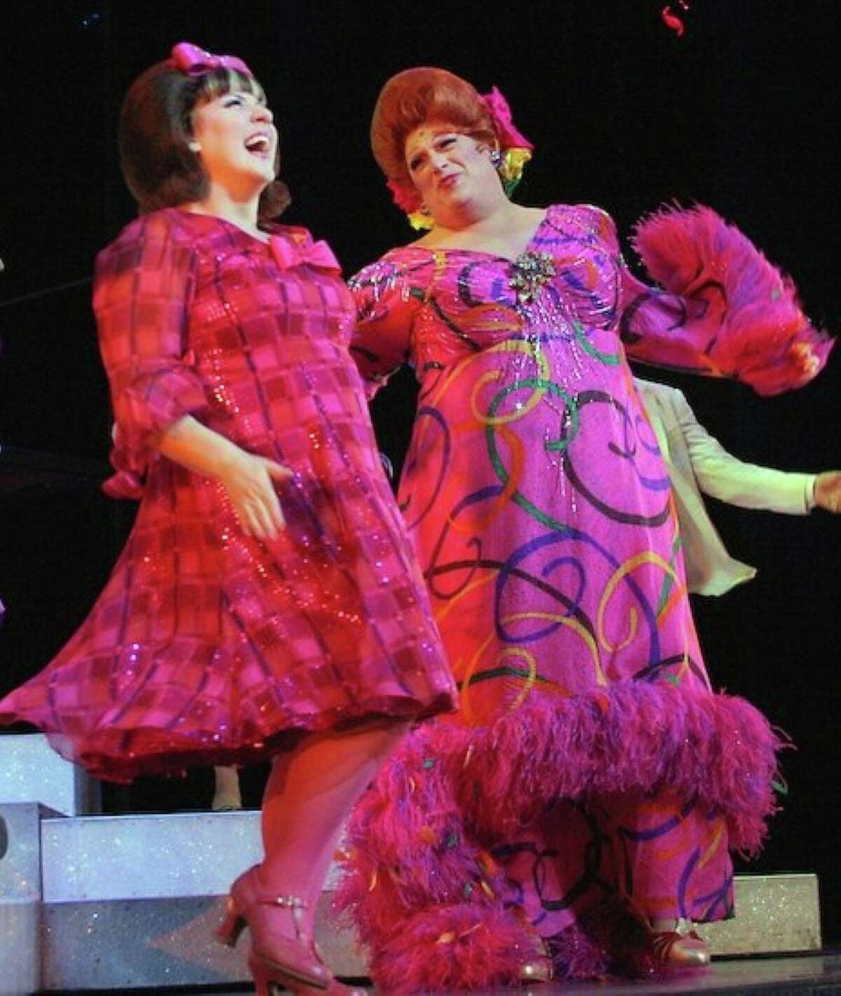 Marissa Follo Perry, of Beacon Falls, appears with Harvey Fierstein during the curtain call for Broadway’s production of “Hairspray.” Two of her Broadway favorites are “Thoroughly Modern Millie” and “The Color Purple.”