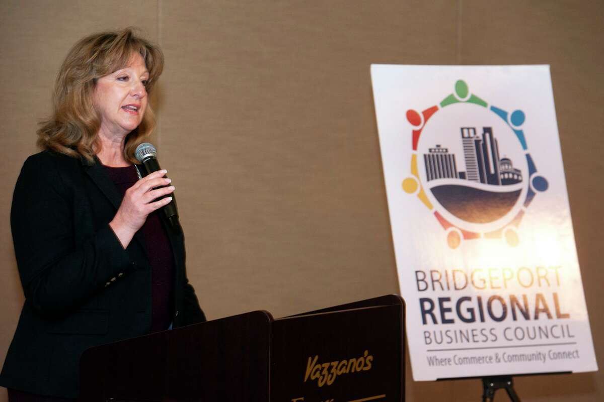 A file photo of Stratford Mayor Laura Hoydick delivering her State of the Town address during a luncheon sponsored by the Bridgeport Regional Business Council at Vazzano’s Four Seasons, in Stratford, Conn. March 26, 2018.