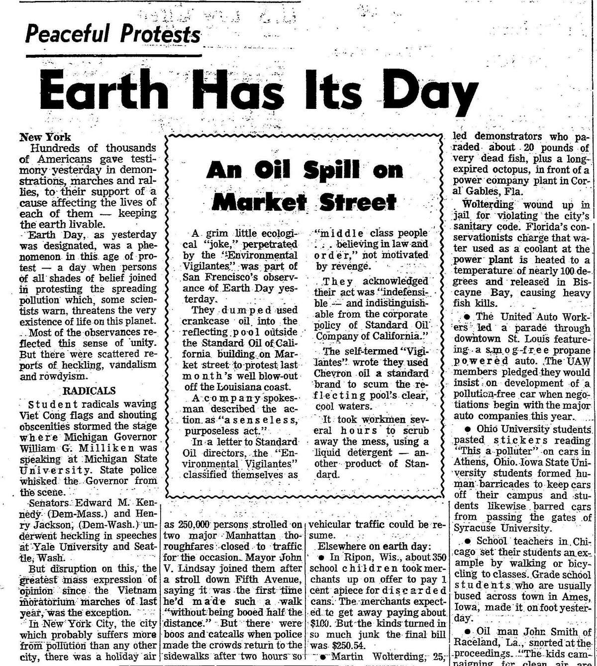 How The Chronicle covered the first Earth Day, 50 years ago