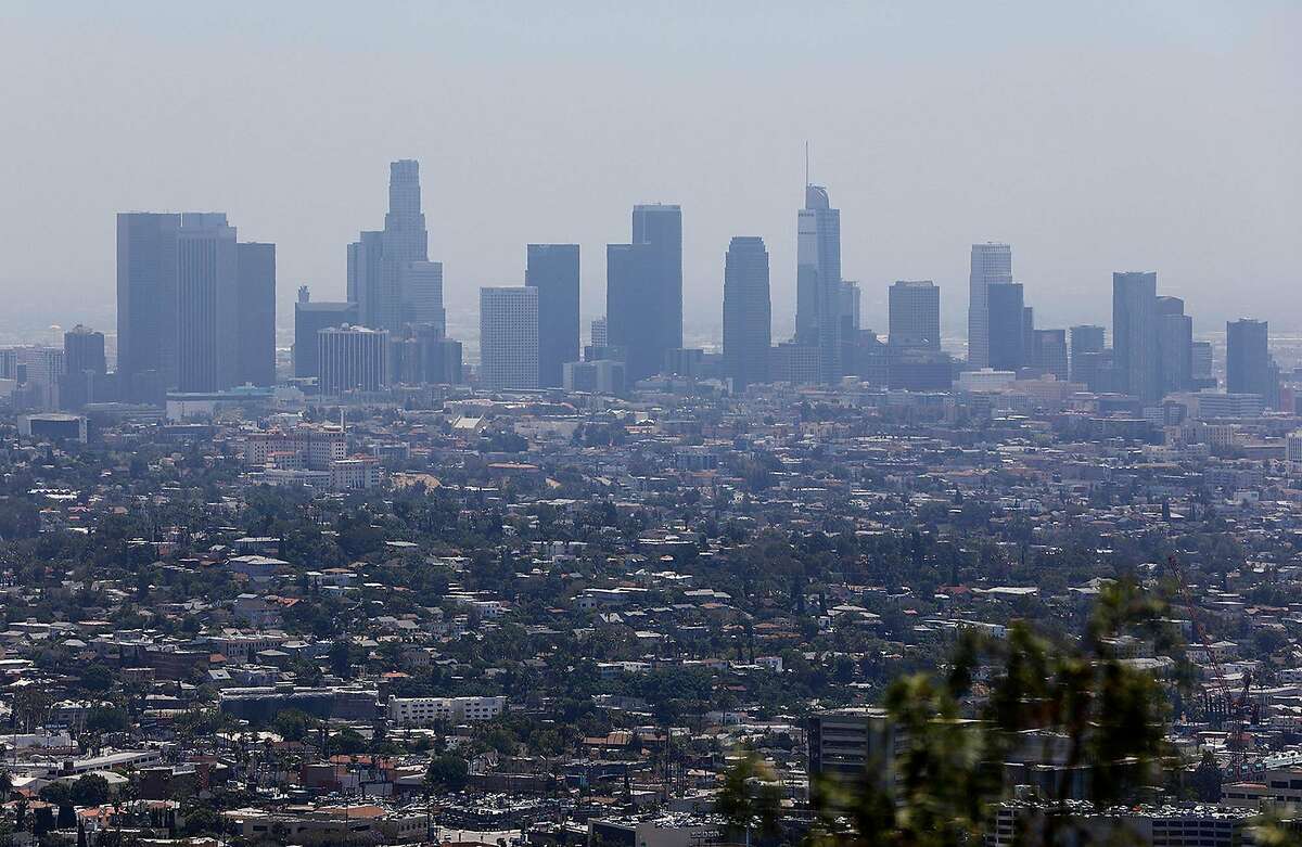 The downtown Los Angeles skyline is seen from the Griffith Observatory on July 1, 2019. (Christina House/Los Angeles Times/TNS)