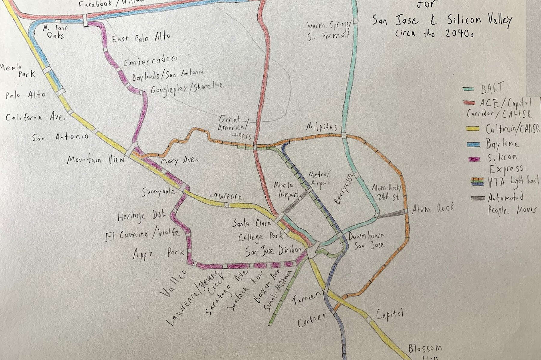 Vta Light Rail Map This Map Shows What Transit Could Actually Look Like In San Jose And  Silicon Valley In The 2040S