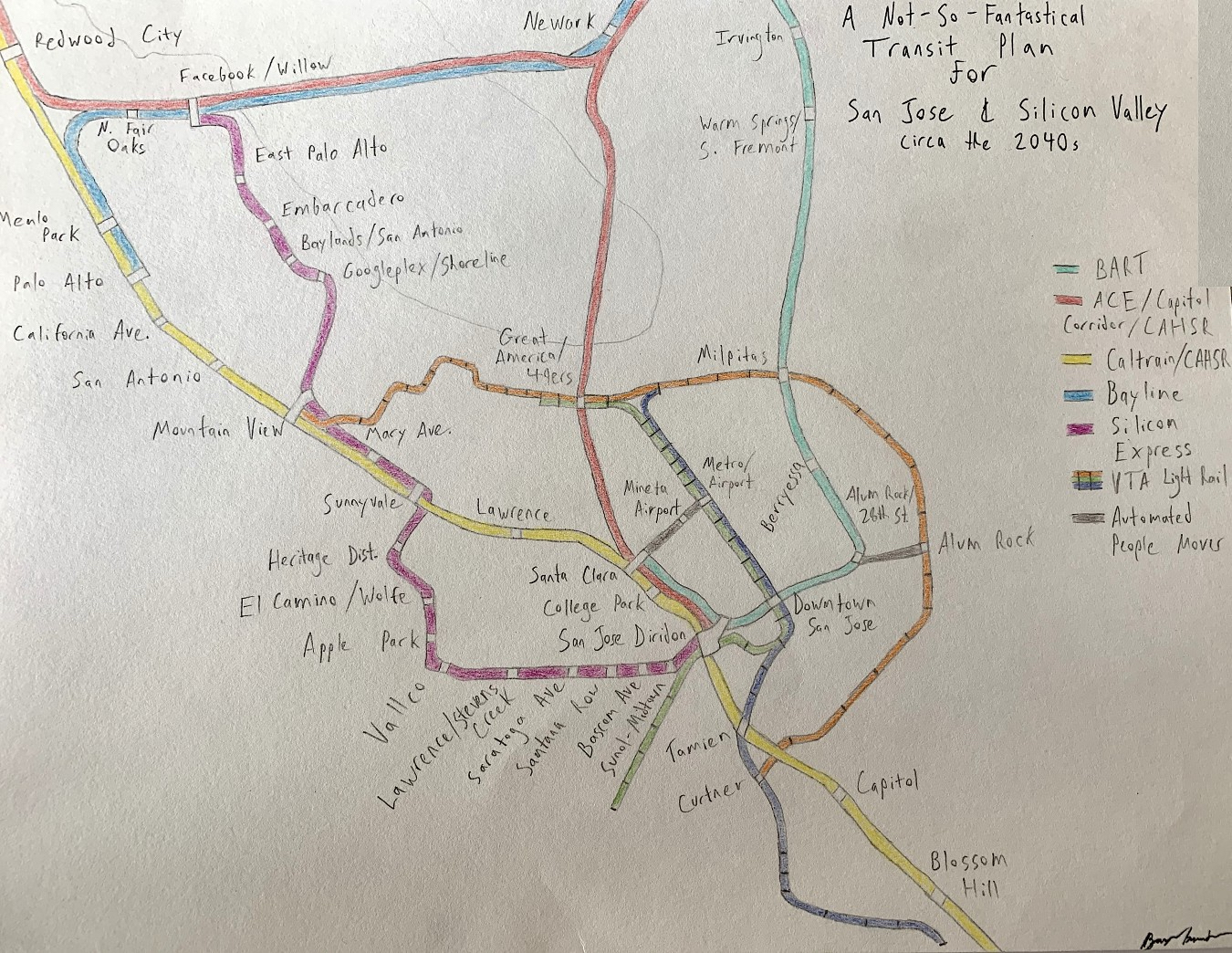 Vta Light Rail Map This Map Shows What Transit Could Actually Look Like In San Jose And  Silicon Valley In The 2040S