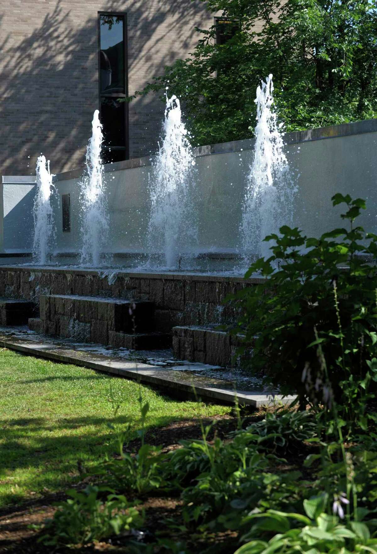 A fountain at the danbury Public Library looks inviting in the late afternoon. The DEEP (Connecticut Department of Energy and Environmental Protection) released an advisory for Monday and Tuesday warning of poor air quality. Monday, July 20, 2015, in Danbury, Conn.