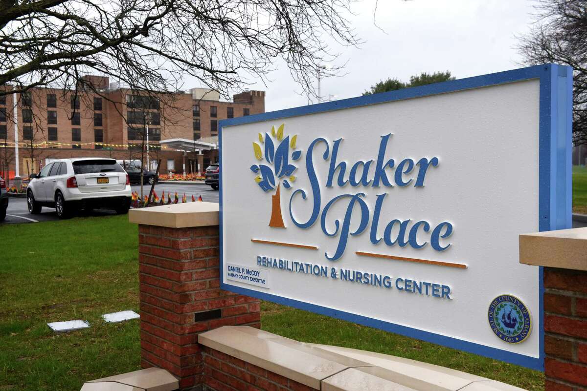 Exterior of the Shaker Place Rehabilitation & Nursing Center on Tuesday, April 21, 2020, in Colonie, N.Y. Two residents died at the Albany County nursing home, the first deaths reported at the Colonie facility that has seen a dramatic increase in cases among residents and staff. (Will Waldron/Times Union)