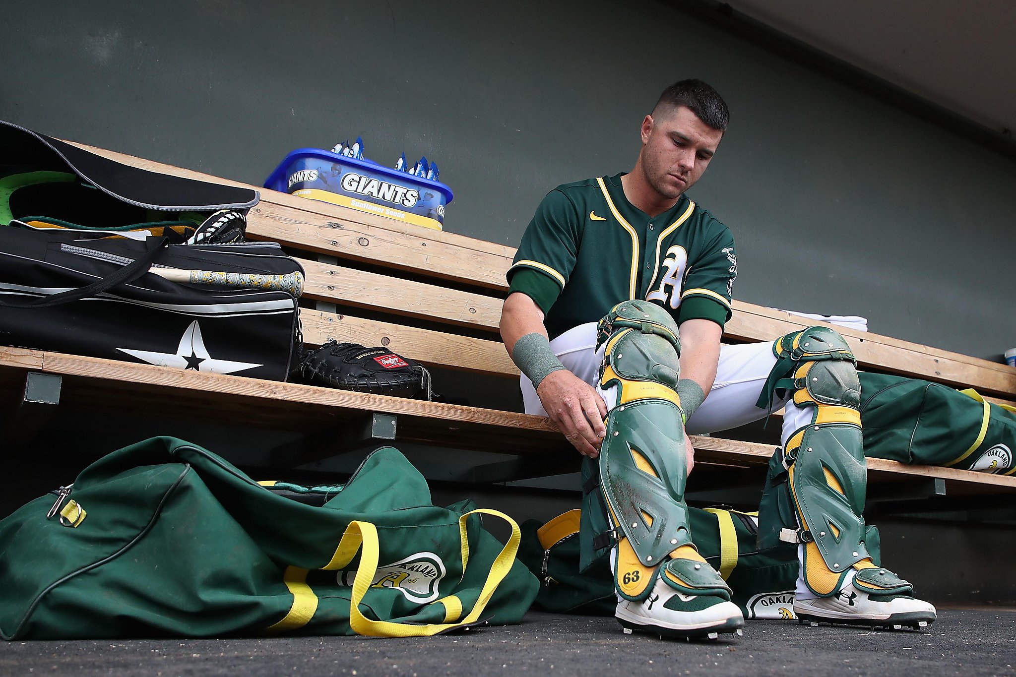 A's catcher Sean Murphy makes spring debut, says 'everything's good' in  return from knee surgery