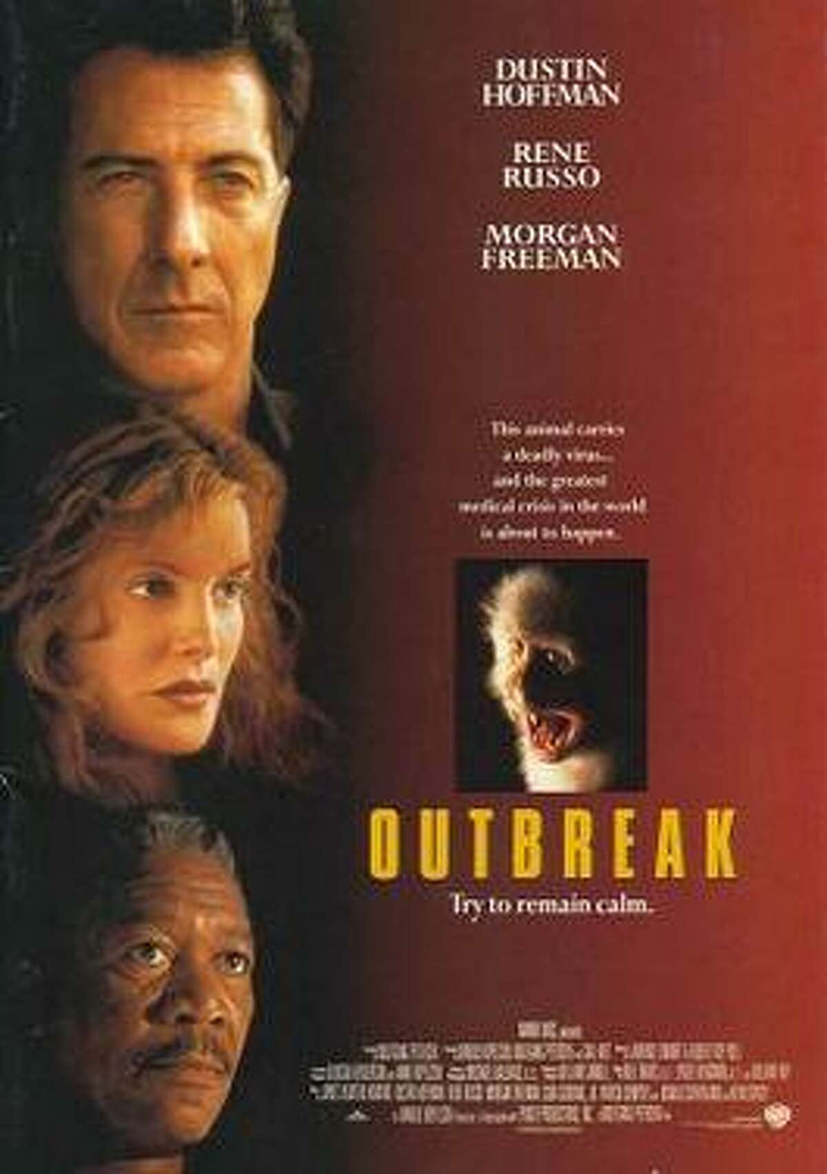 Outbreak (1995)Starring Dustin Hoffman, Rene Russo, Donald Sutherland and a young Cuba Gooding, Jr., “Outbreak” is about a break-out of an Ebola-like virus in a small California town and is the polar opposite of “Contagion” in every way. Instead of a slow-paced story with an ensemble cast, “Outbreak” moves like an action thriller and has a clear hero (Hoffman) who fights bureaucracy just as much as the virus itself (and, of course, the human villain who is revealed toward the end). It’s also delightfully '90s in its execution. Characters quip, scenes end with jokes that make no sense, and a young Patrick Dempsey plays a punk rock monkey-smuggler with a leather motorcycle jacket who's among the first to succumb to the virus. "Outbreak" is 59% on Rotten Tomatoes and available to rent on Amazon for $3.99.