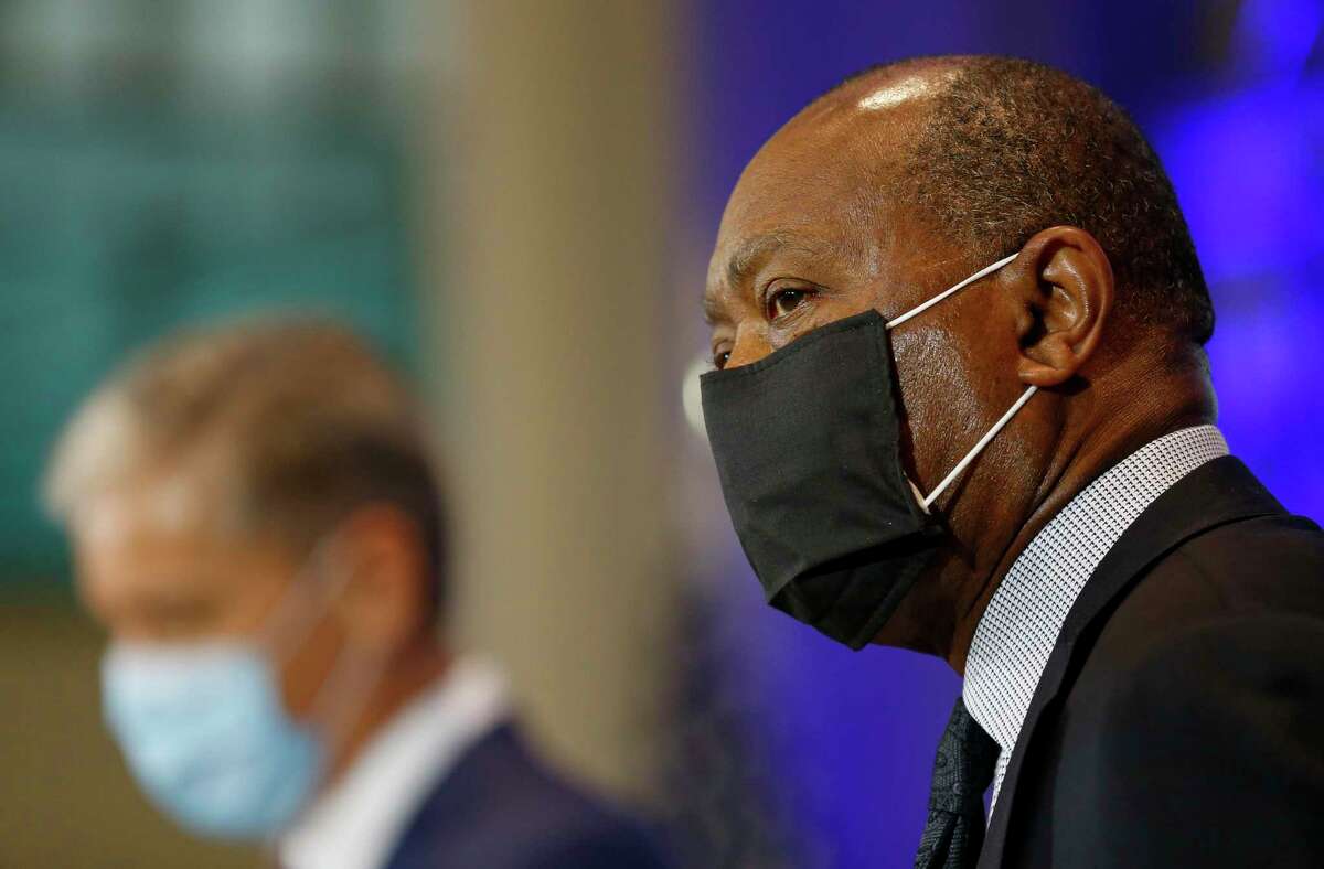 Mayor Sylvester Turner, shown here Monday, said he has asked federal officials for more flexibility to use CARES Act funds to help close a widening city budget gap.