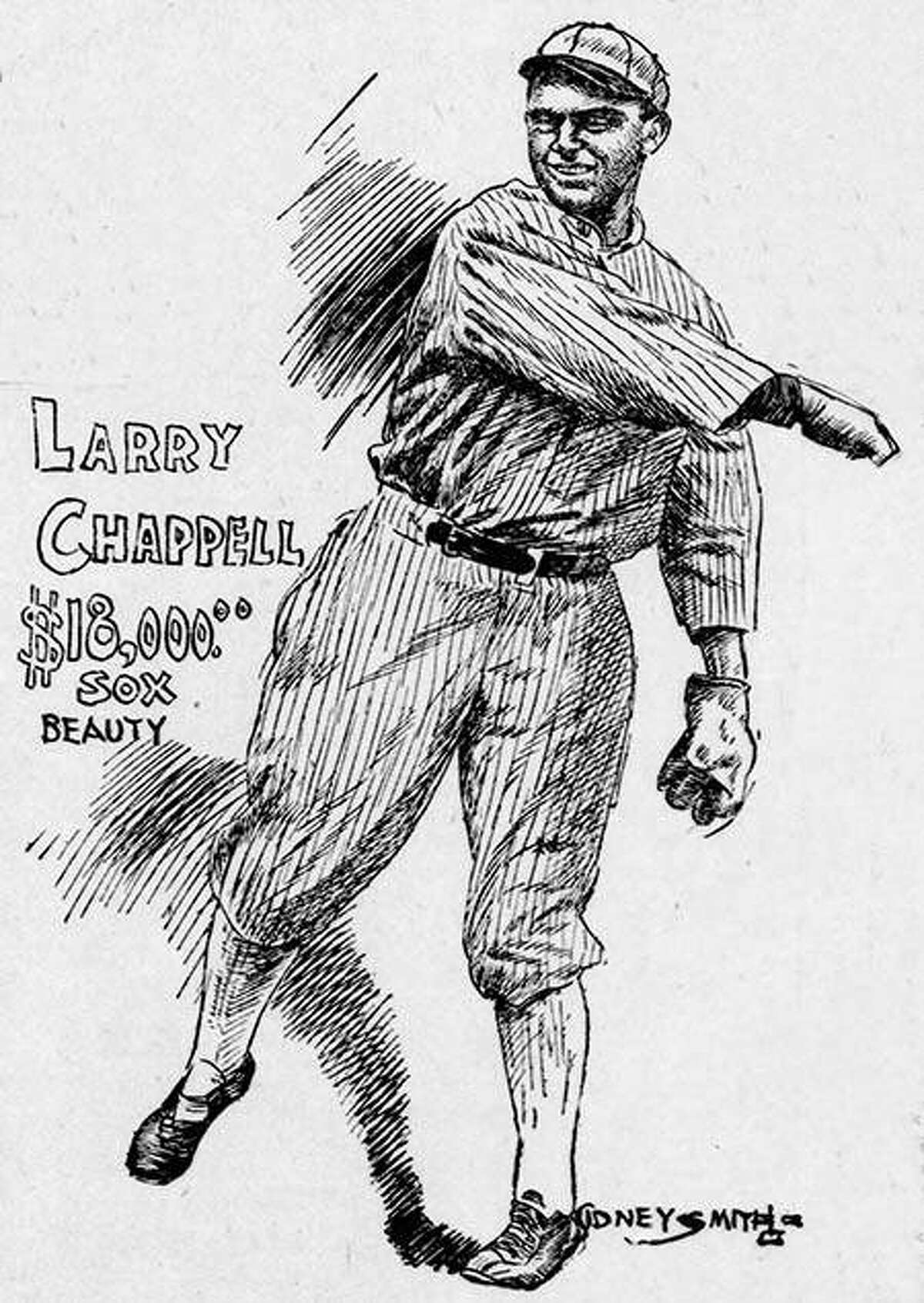 Jersey County native Laverne “Larry” Chappell is shown playing as a Chicago White Sox after becoming the most expensive outfield in baseball history in 1913.
