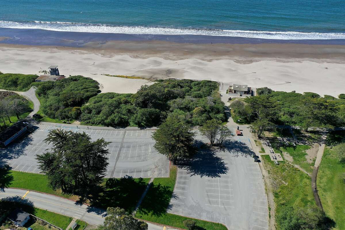STINSON BEACH, CALIFORNIA - APRIL 01: An aerial drone view of Stinson Beach, which is closed because of the Coronavirus (COVID-19), on April 01, 2020 in Stinson Beach, California. Officials in seven San Francisco Bay Area counties have extended the shelter in place order until May 1 in an attempt to slow the spread of the virus. (Photo by Ezra Shaw/Getty Images)