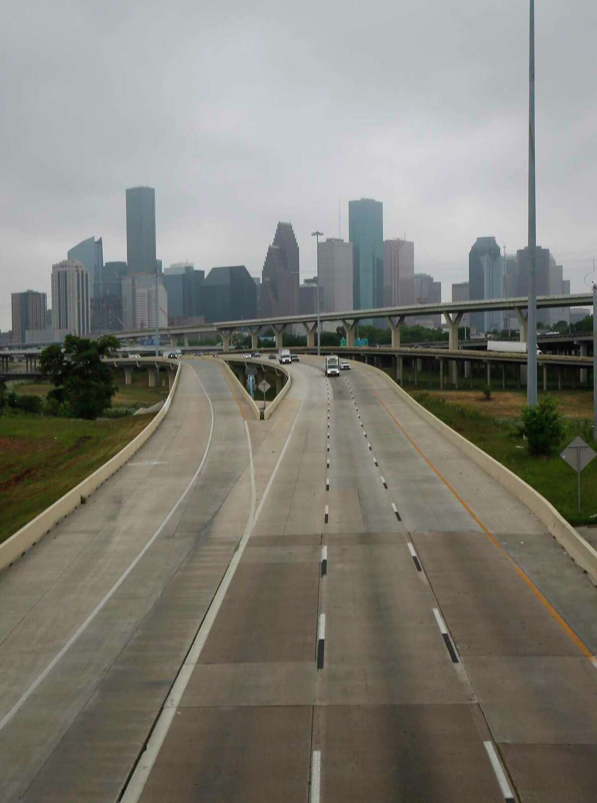 Traffic was light on I-45 North after the Mayor released his Houston Climate Action Plan on Earth Day Wednesday, April 22, 2020, in Houston.