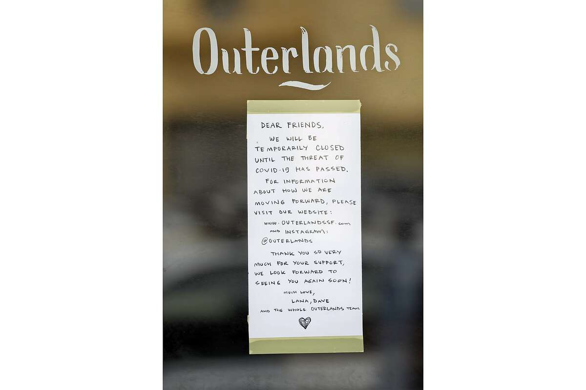 Outerlands' owner Lana Porcello at her closed restaurant in San Francisco, Calif., on Thursday, April 23, 2020. Outerlands' owner Lana Porcello at her closed restaurant in San Francisco, Calif., on Thursday, April 23, 2020.