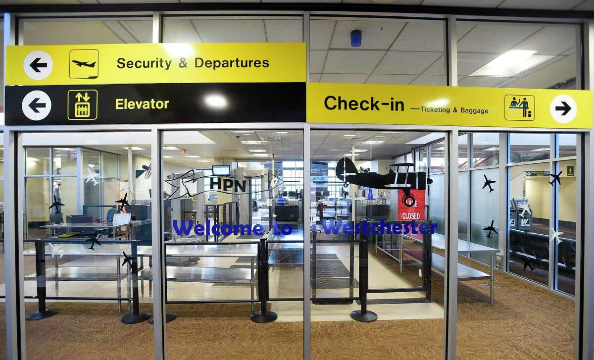 The security check point on Thursday. Westchester County Airport will shut down Monday so workers can begin a capital improvement project to fix runways, taking advantage of an air traffic slowdown caused by the Covid-19 coronavirus. Both runways will be shut down from April 29 through May 5 while work is completed on a section of pavement where the two intersect. Repairs to 16/34, the airports main 6,500-foot runway that handles some of the 40 plus commercial flights a day, will continue through May 21.