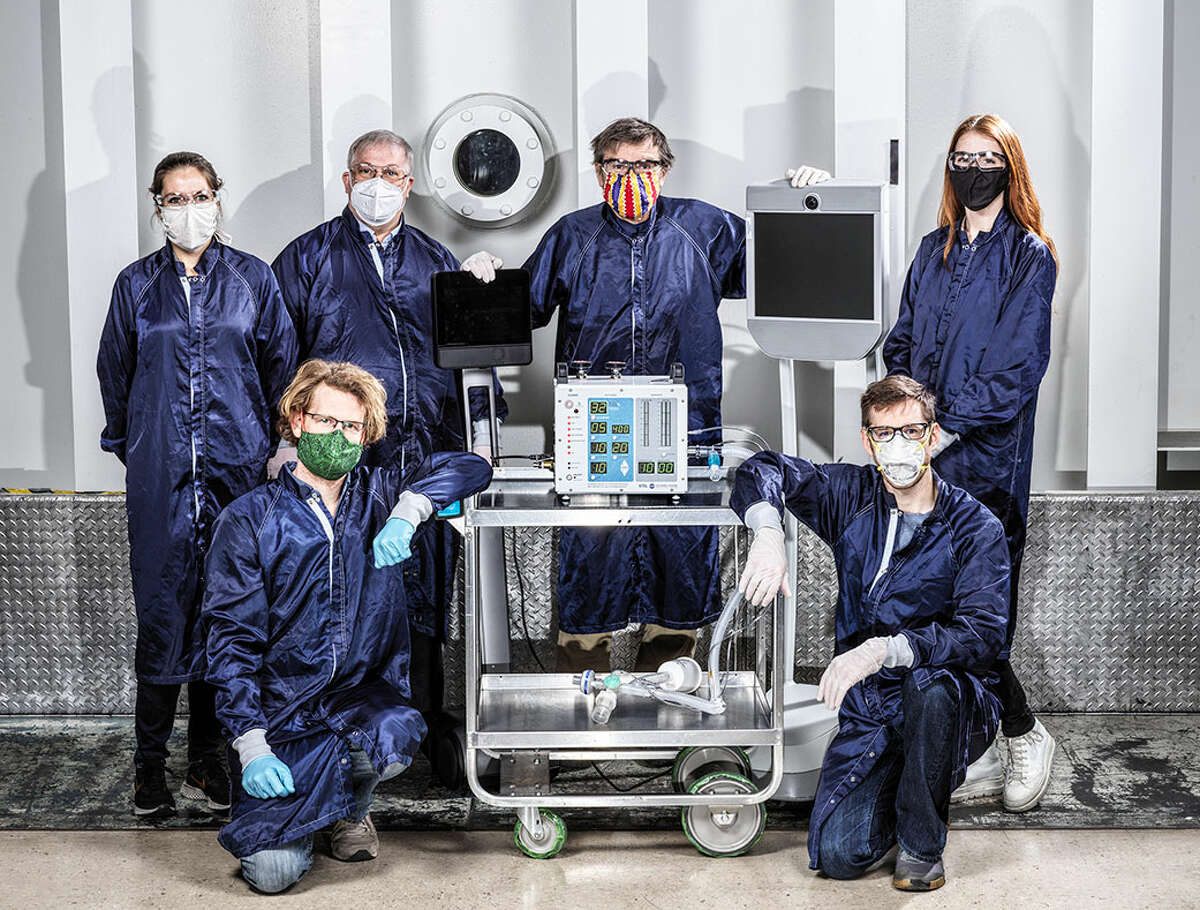 Pictured are some of the engineers from NASA's Jet Propulsion Laboratory in California who helped create a ventilator designed specifically for COVID-19 patients.