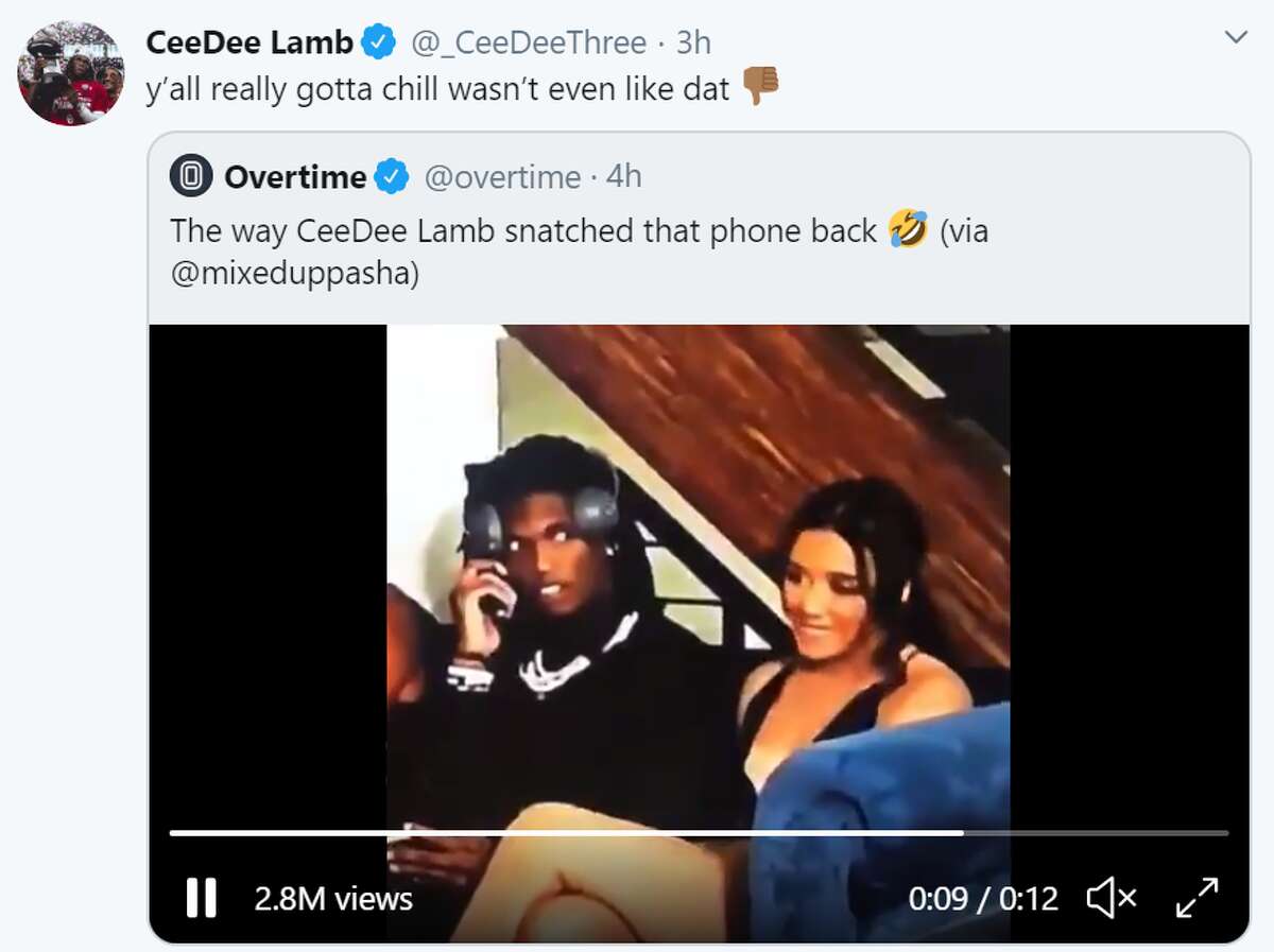 VIDEO: CeeDee Lamb Snatching His Phone Away From His Girlfriend on