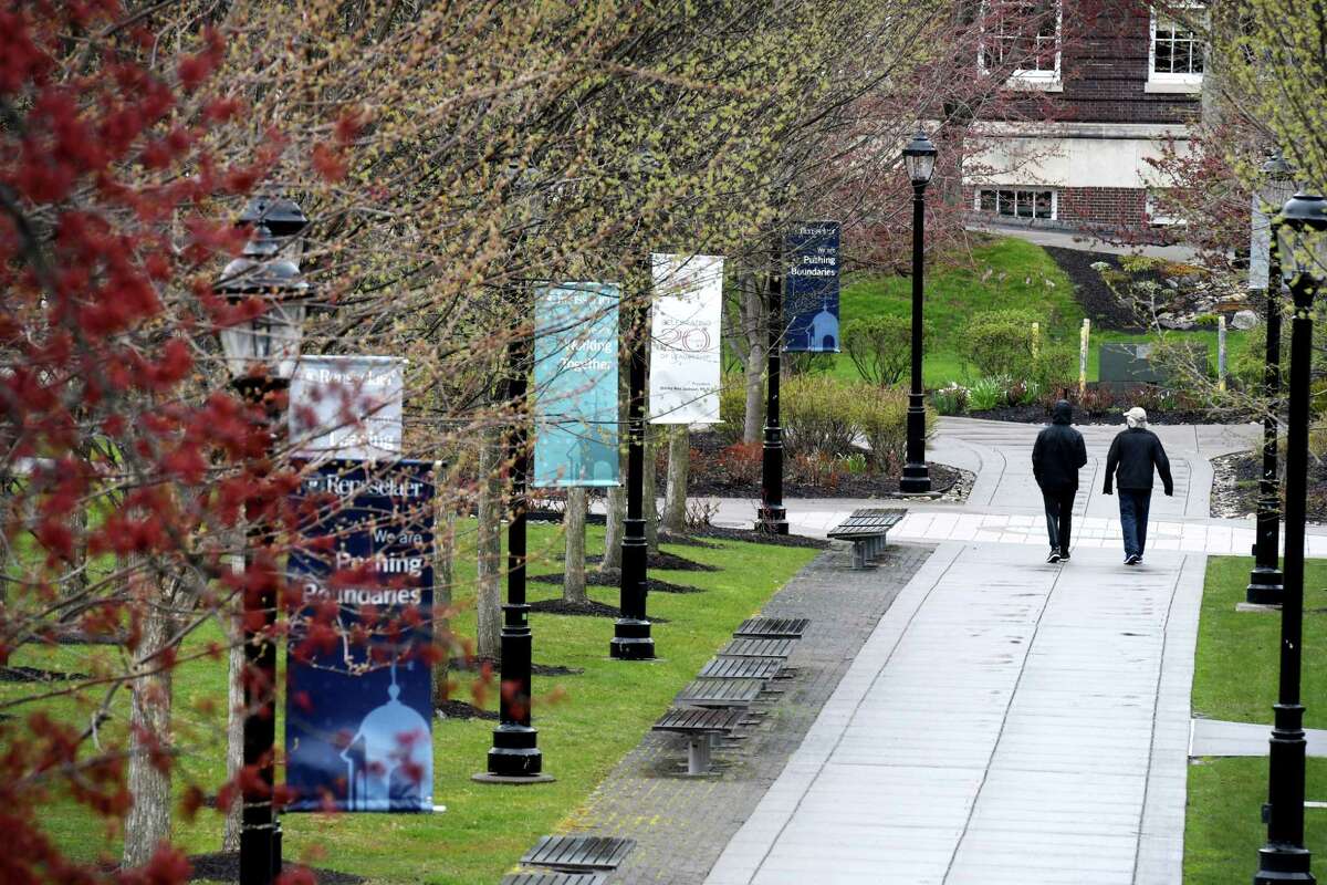 The campus at Rensselaer Polytechnic Institute is quite during the coronavirus lockdown on Friday, April 24, 2020, in Troy, N.Y. (Will Waldron/Times Union)