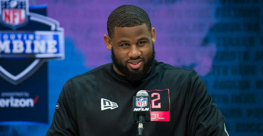 Texas Christian defensive lineman Ross Blacklock answers questions from the media during the NFL Scouting Combine on February 27, 2020 at the Indiana Convention Center in Indianapolis, IN. (Photo by Zach Bolinger/Icon Sportswire via Getty Images) Photo: Icon Sportswire/Icon Sportswire Via Getty Images / ©Icon Sportswire (A Division of XML Team Solutions) All Rights Reserved