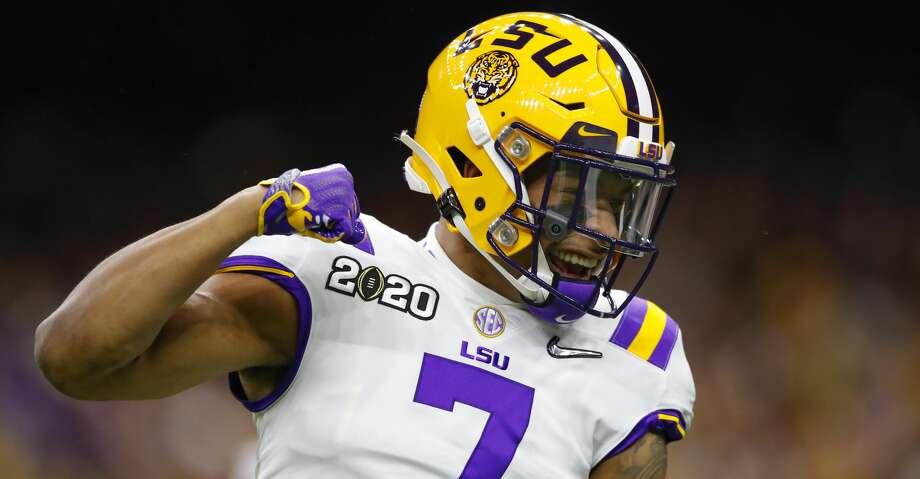 LSU Tigers safety Grant Delpit (7) reacts during the first half of the College Football Playoff National Championship Game between the LSU Tigers and the Clemson Tigers on January 13, 2020 in New Orleans LA. (Photo by Todd Kirkland/Icon Sportswire via Getty Images) Photo: Icon Sportswire/Icon Sportswire Via Getty Images / ©Icon Sportswire (A Division of XML Team Solutions) All Rights Reserved