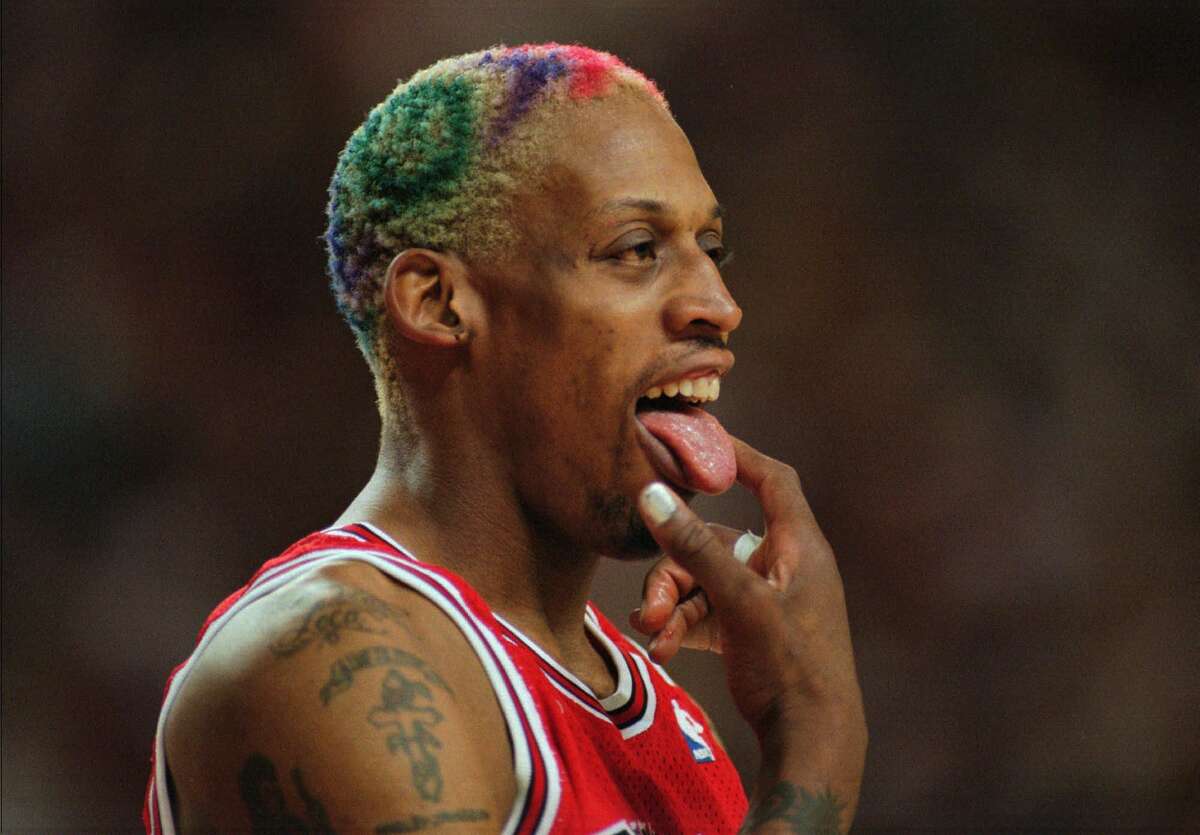 FOR IMMEDIATE RELEASE--FILE--Chicago Bulls forward Dennis Rodman reacts to ...