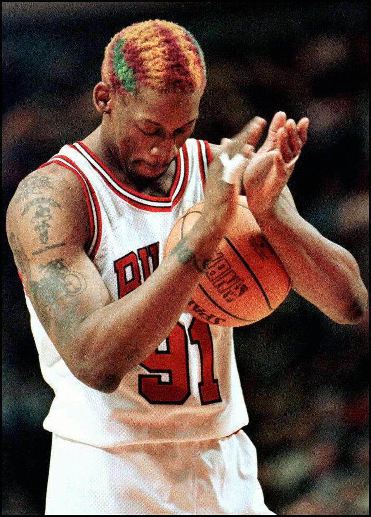 The many different hair designs of Dennis Rodman