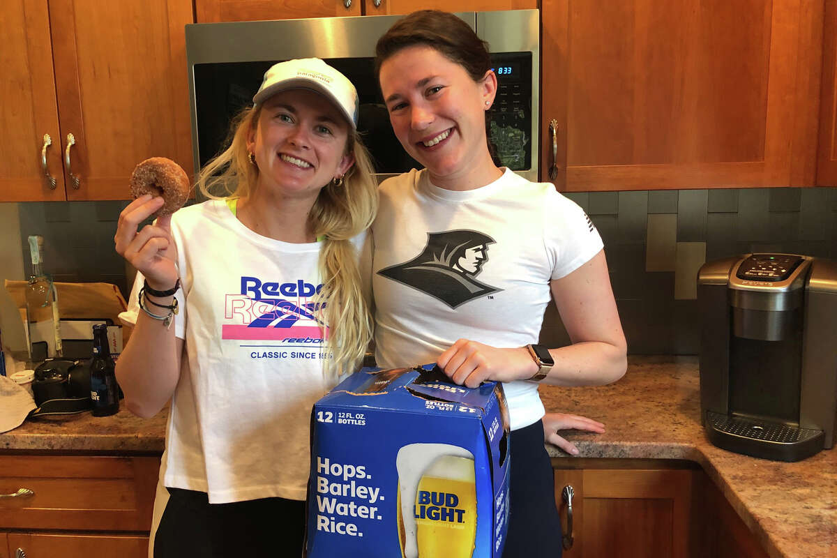 Colleen and Keelin Hollowood, two sisters from Saratoga Springs, completed the Dirty Dozen challenge to raise money for Feeding America. The pair ate 12 doughnuts, drank 12 beers and ran 12 miles in just over five hours.