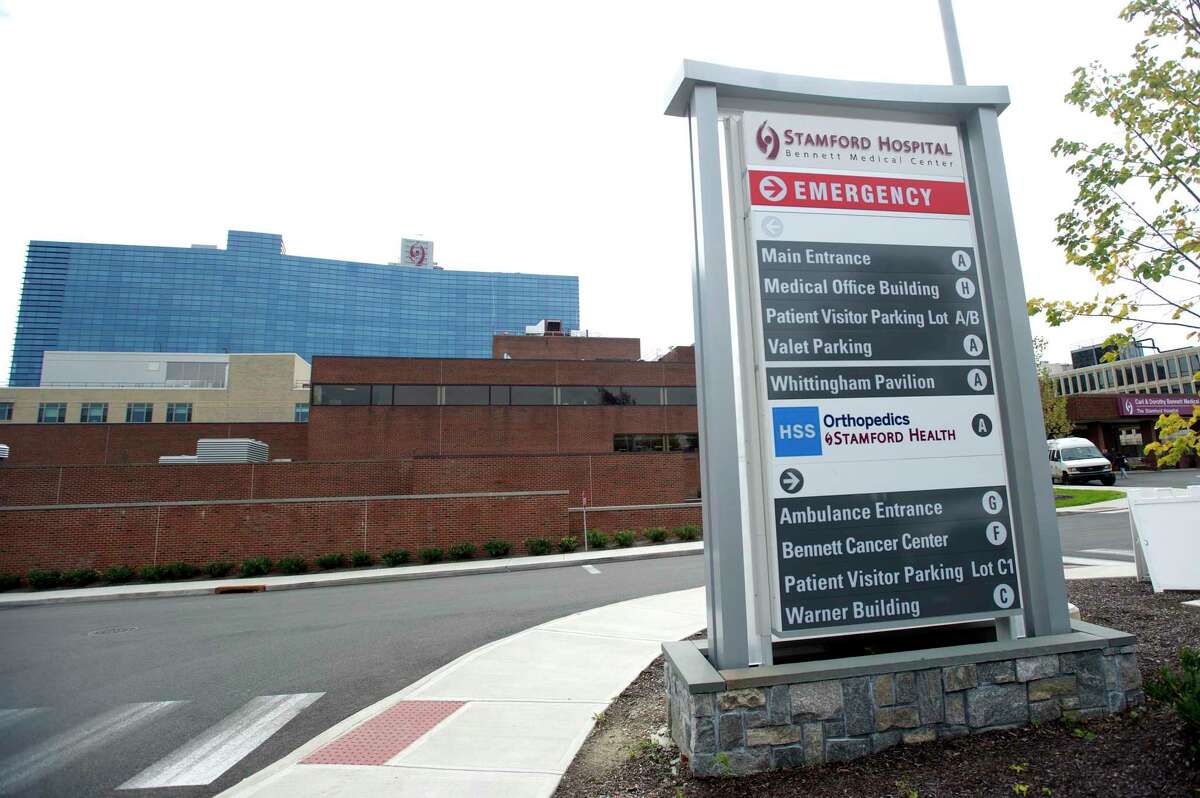 The large sign in front of Stamford Hospital on West Broad St. in Stamford, Conn. A data breach of a popular software provider might have compromised some information on patients at Stamford Hospital.