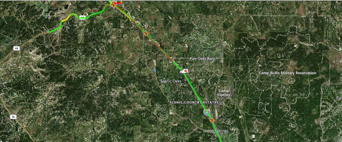 The eastbound lanes of Interstate 10 are closed near Camp Bullis on the far Northwest Side after a crash, according to the Texas Department of Transportation. The Map shows the approximate location of the incident.