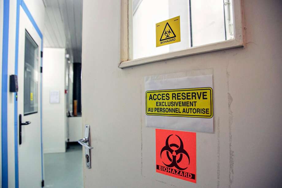 Entrance to a highly secure room at the Pasteur Institute where the world's deadliest viruses of recent years are stored and which are used for vaccine research, in Antananarivo, April 23, 2020. - Since March 18, 2020, Institut Pasteur has tested 2300 patients for the COVID-19 coronavirus. Each test requires 4 hours of processing time. To date, 121 patients have been tested positive for COVID-19, including 58 patients who have been cured. (Photo by RIJASOLO / AFP) (Photo by RIJASOLO/AFP via Getty Images) Photo: Rijasolo / AFP / Getty Images