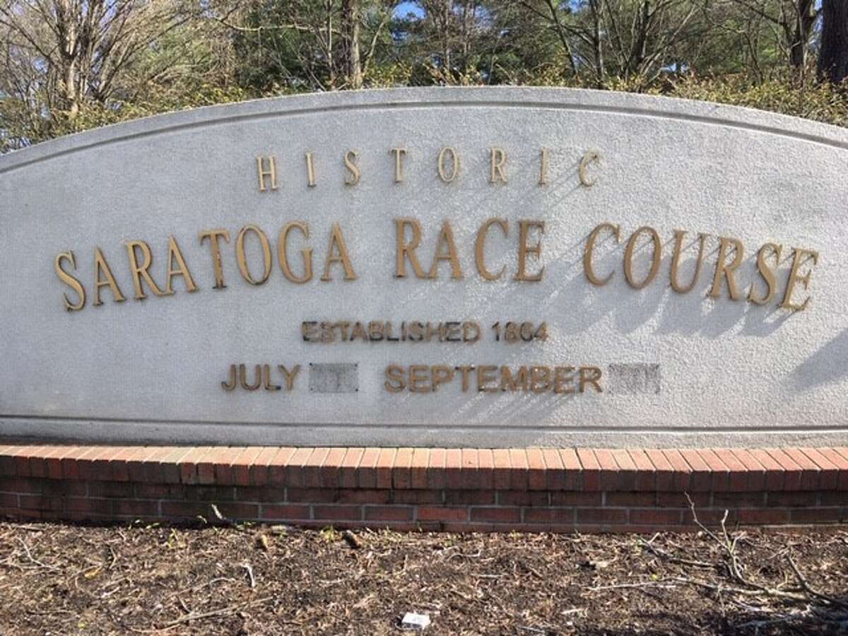 Photos show that they have removed the racing dates at the main entrance to the track at Saratoga Race Course.