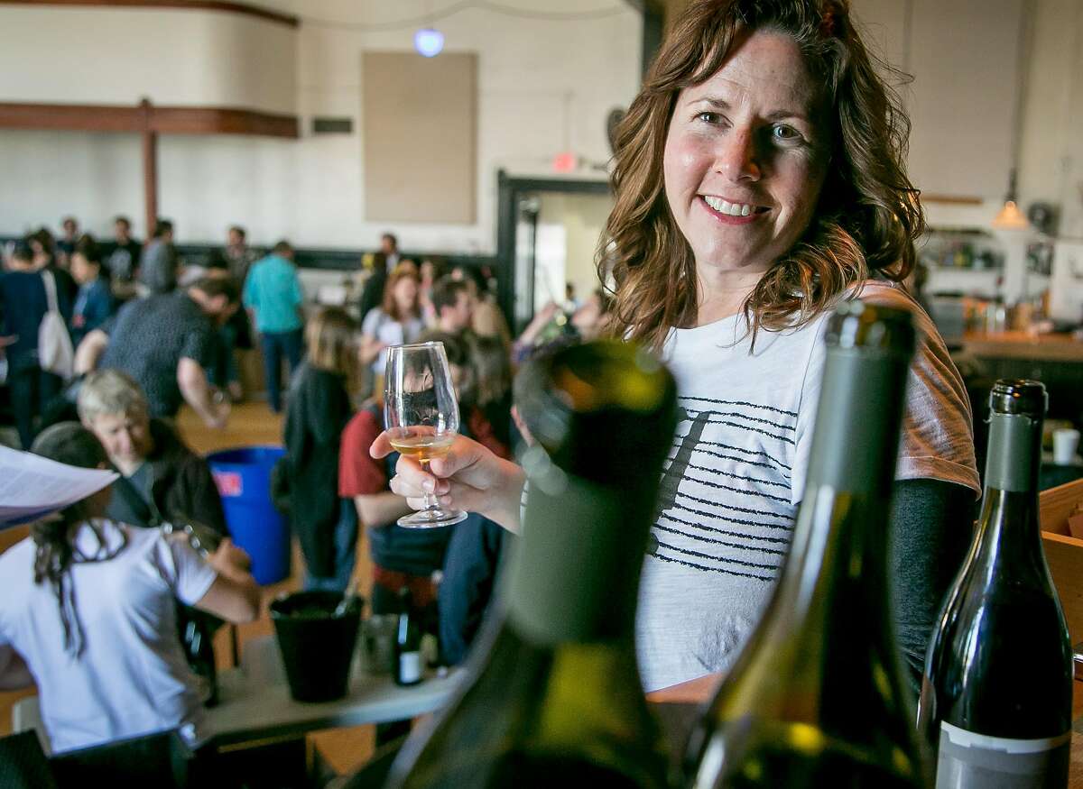 Tracey Brandt of Donkey & Goat at a natural wine tasting in the Starline Social Club in Oakland, Calif. on March 11th, 2018.