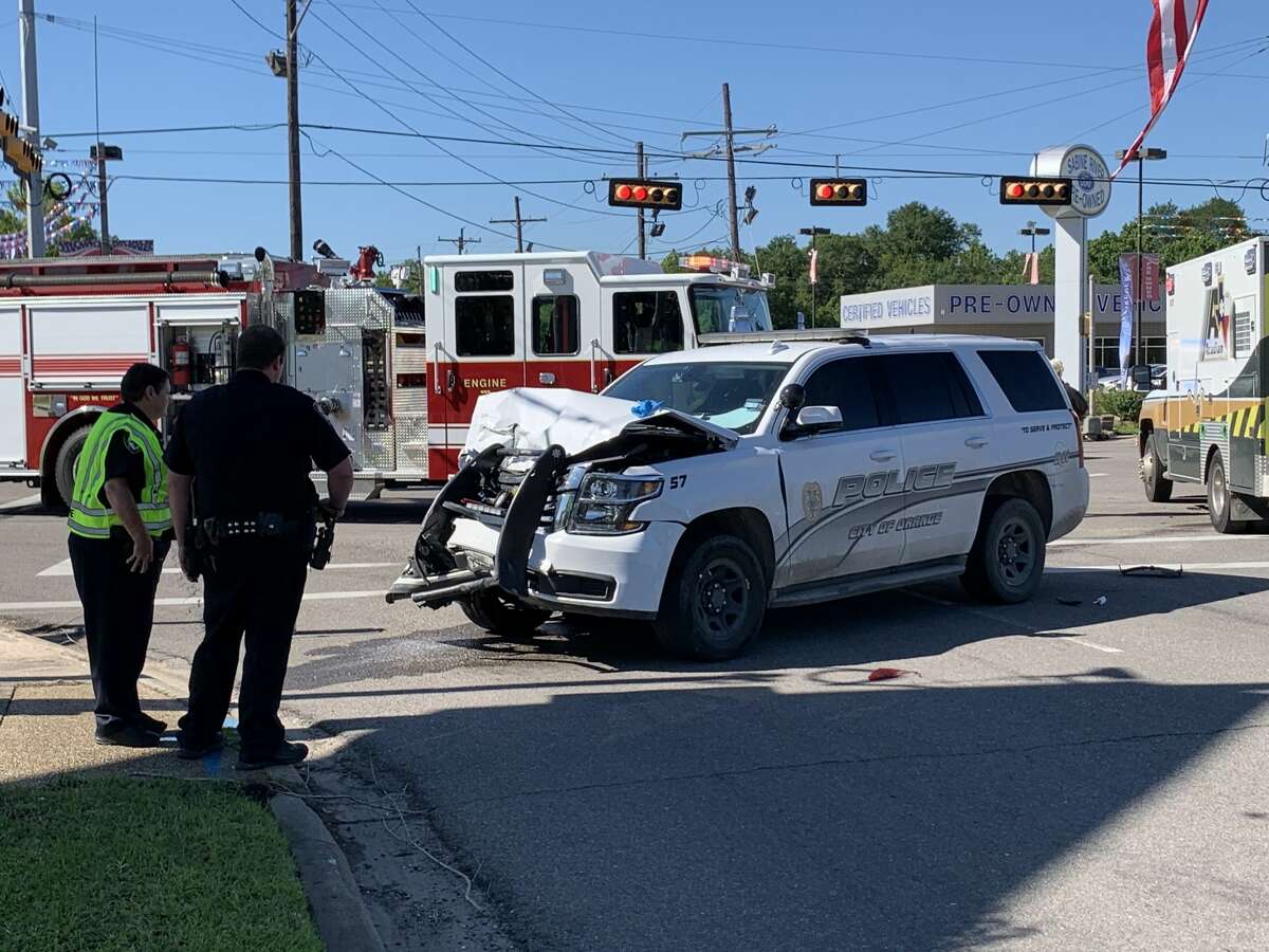 The Texas Department of Public Safety is investigating a four-car wreck involving an Orange Police Department officer Thursday, April 30, 2020. Photos provided by Eric Williams